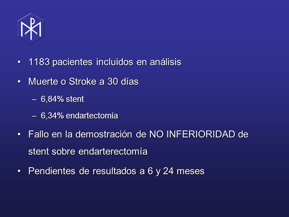 1183 pacientes incluidos en análisis Muerte o Stroke a 30 días
