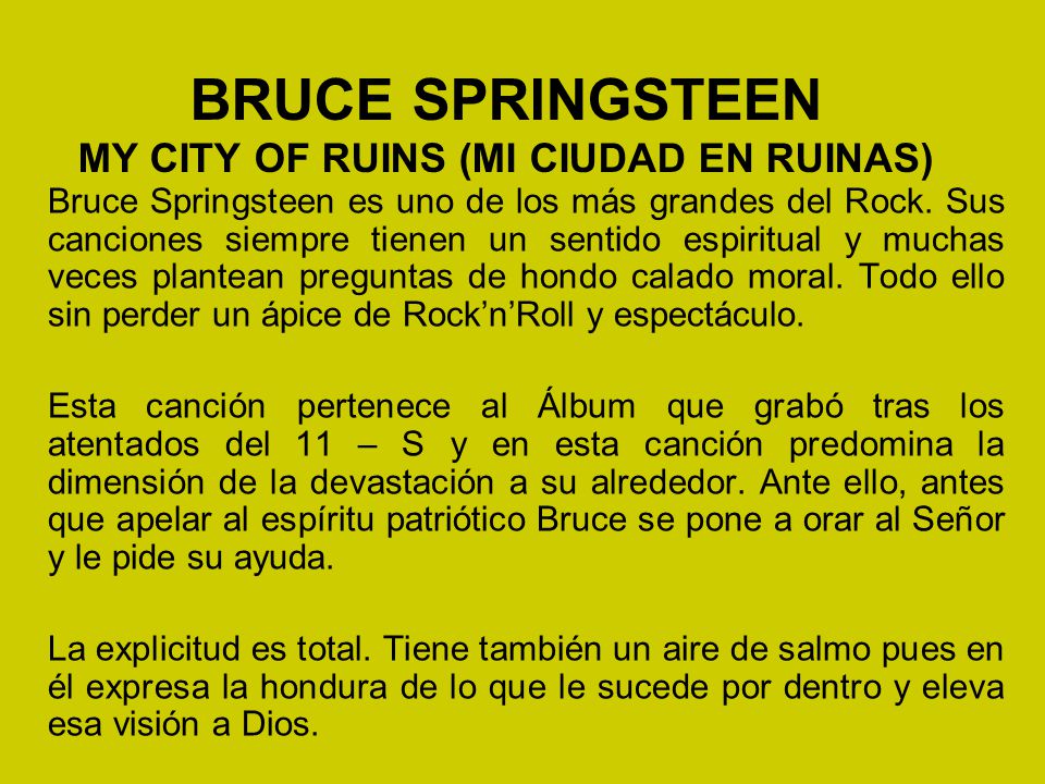 BRUCE SPRINGSTEEN MY CITY OF RUINS (MI CIUDAD EN RUINAS)