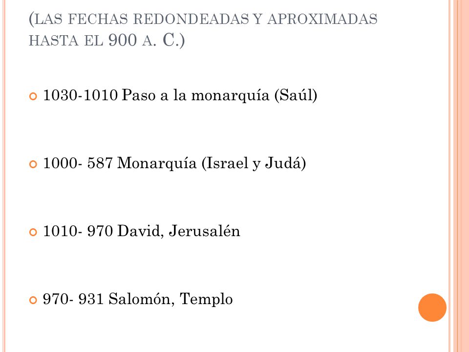 (las fechas redondeadas y aproximadas hasta el 900 a. C.)