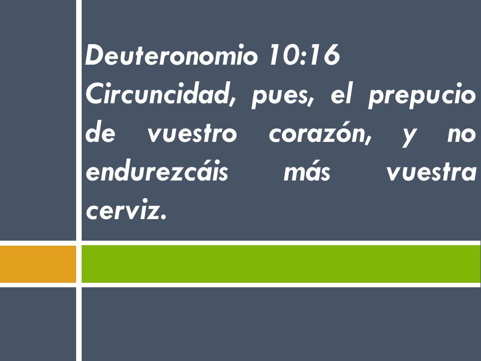 Deuteronomio 10:16 Circuncidad, pues, el prepucio de vuestro corazón, y no endurezcáis más vuestra cerviz.