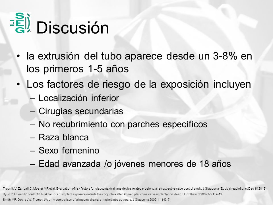 Discusión la extrusión del tubo aparece desde un 3-8% en los primeros 1-5 años. Los factores de riesgo de la exposición incluyen.