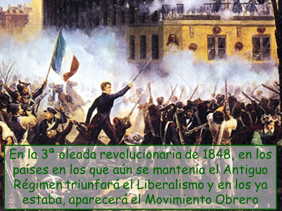 En la 3ª oleada revolucionaria de 1848, en los países en los que aún se mantenía el Antiguo Régimen triunfará el Liberalismo y en los ya estaba, aparecerá el Movimiento Obrero