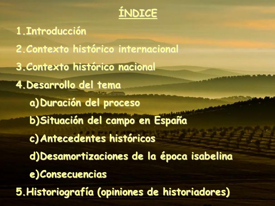 ÍNDICE Introducción. Contexto histórico internacional. Contexto histórico nacional. Desarrollo del tema.
