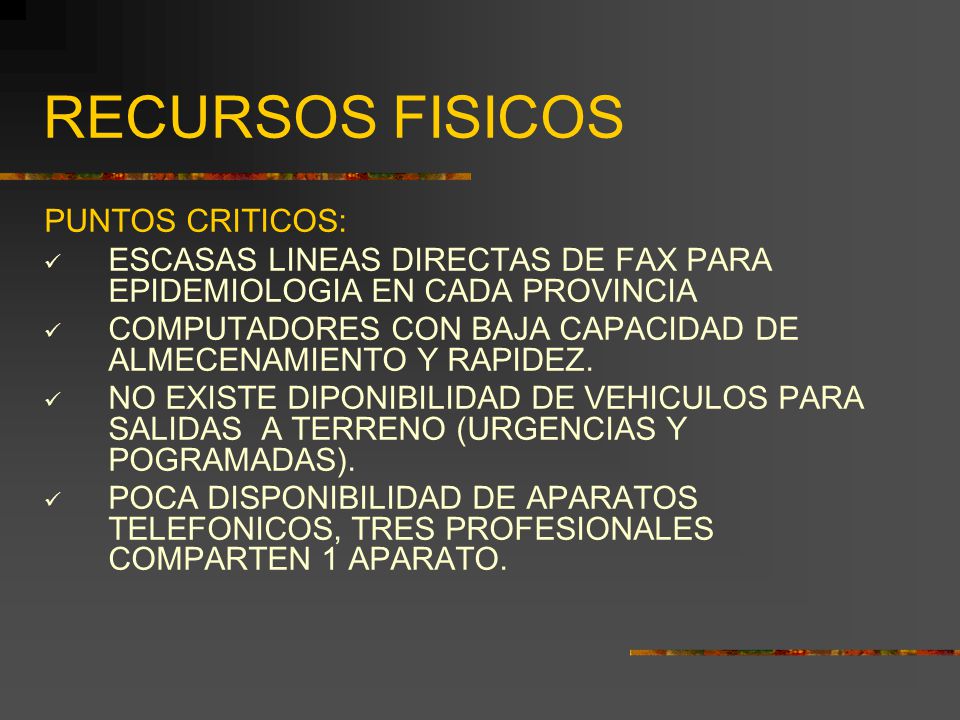 RECURSOS FISICOS PUNTOS CRITICOS: