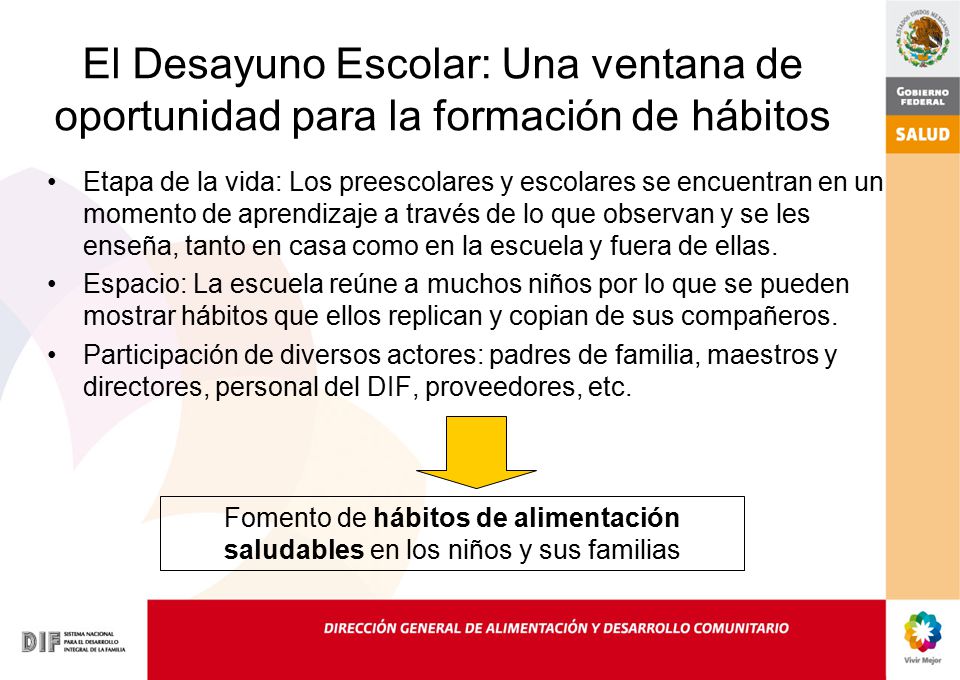 El Desayuno Escolar: Una ventana de oportunidad para la formación de hábitos