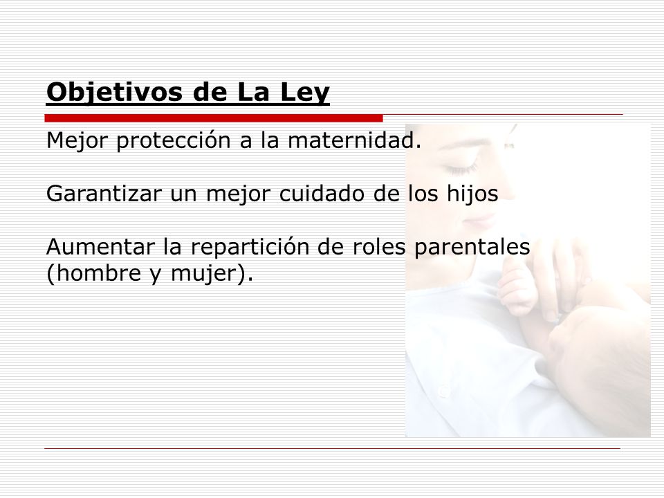 Objetivos de La Ley Mejor protección a la maternidad.
