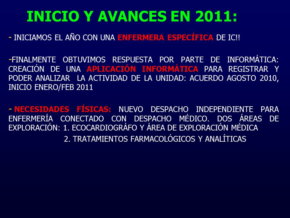 INICIO Y AVANCES EN 2011: INICIAMOS EL AÑO CON UNA ENFERMERA ESPECÍFICA DE IC!!