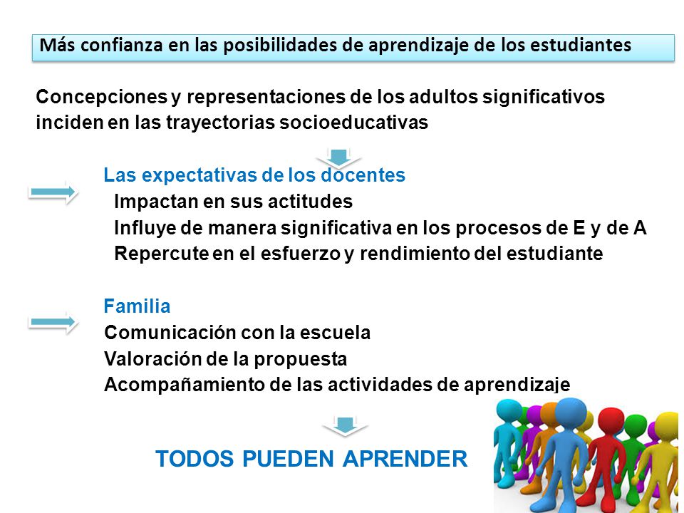 Más confianza en las posibilidades de aprendizaje de los estudiantes