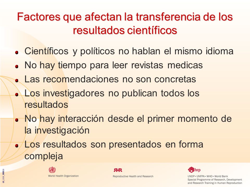 Factores que afectan la transferencia de los resultados científicos