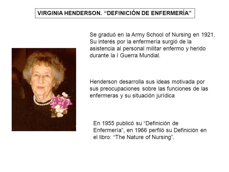 VIRGINIA HENDERSON. DEFINICIÓN DE ENFERMERÍA