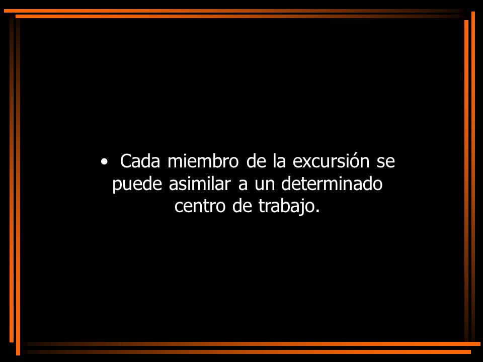 11/04/2017 Cada miembro de la excursión se puede asimilar a un determinado centro de trabajo.