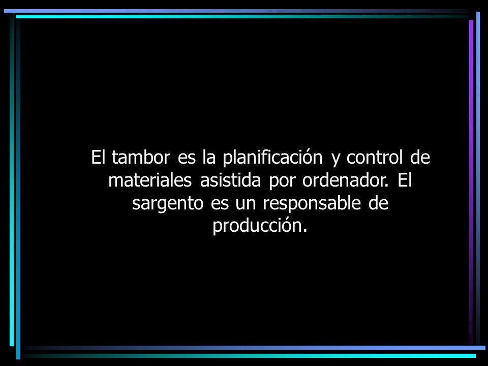 11/04/2017 El tambor es la planificación y control de materiales asistida por ordenador.