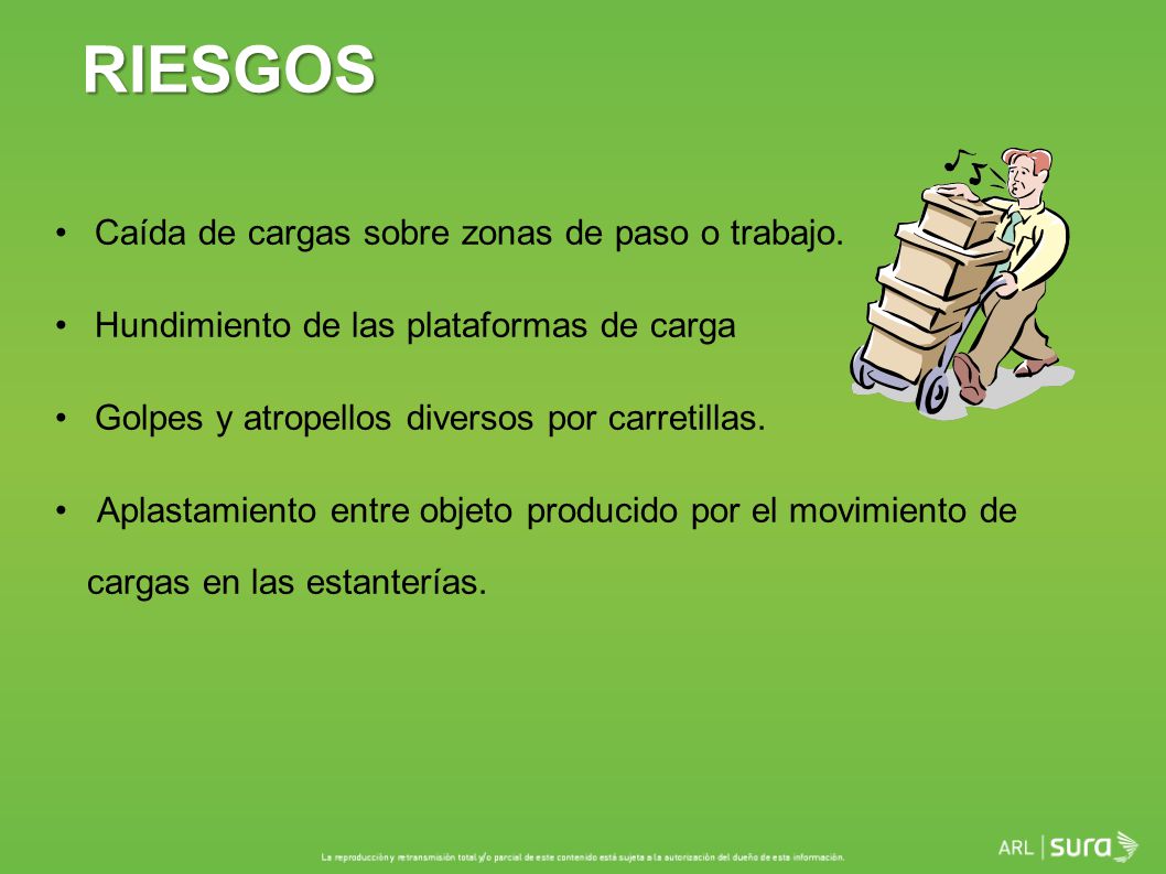 RIESGOS Caída de cargas sobre zonas de paso o trabajo.