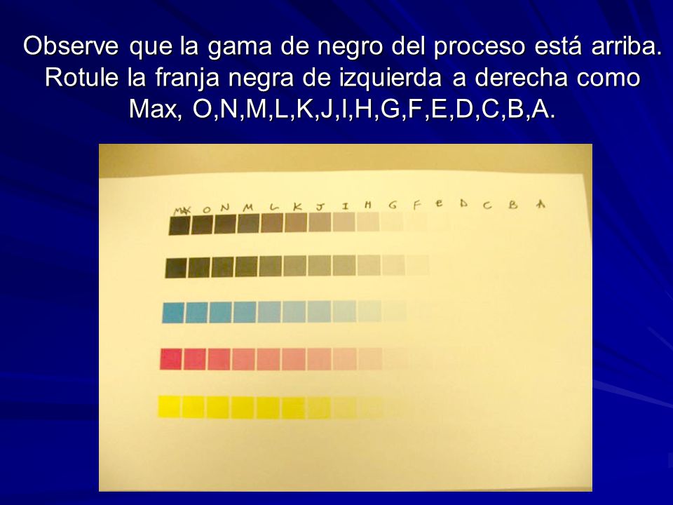 Observe que la gama de negro del proceso está arriba