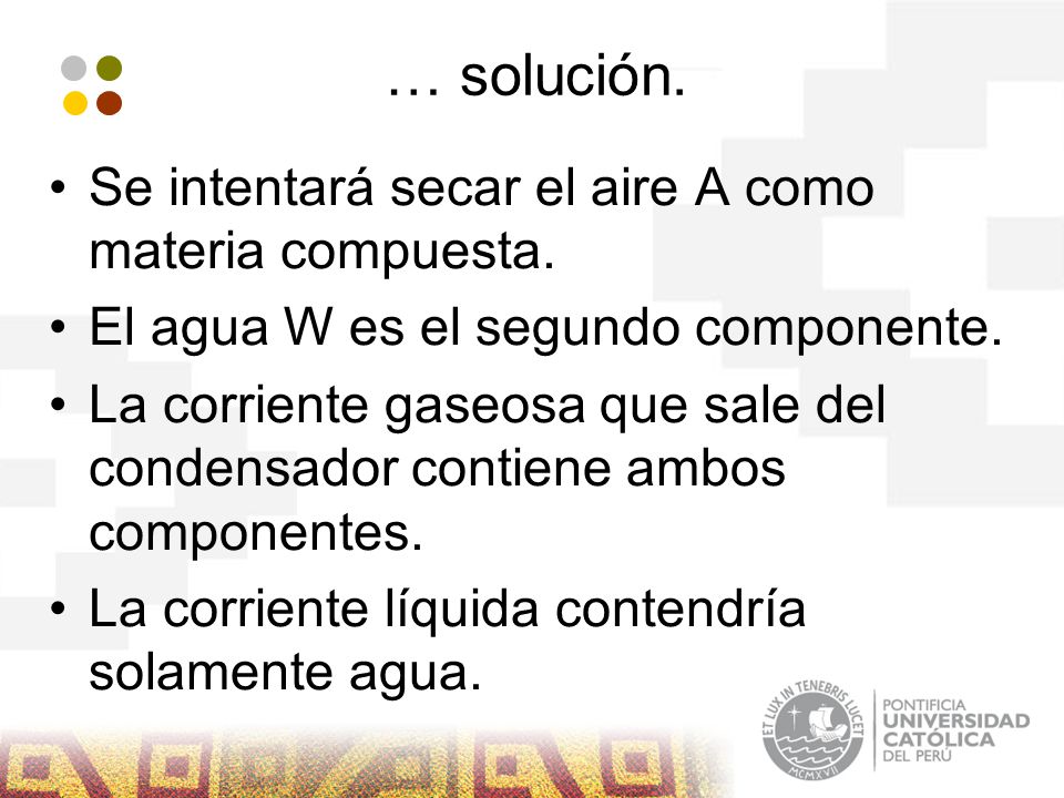 … solución. Se intentará secar el aire A como materia compuesta.