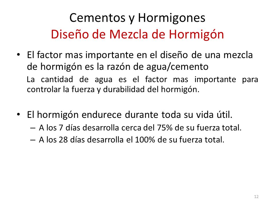 Cementos y Hormigones Diseño de Mezcla de Hormigón