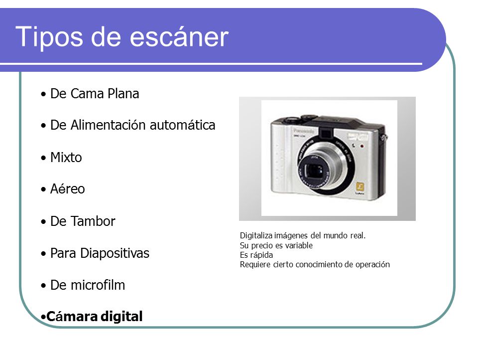 Tipos de escáner De Cama Plana De Alimentación automática Mixto Aéreo