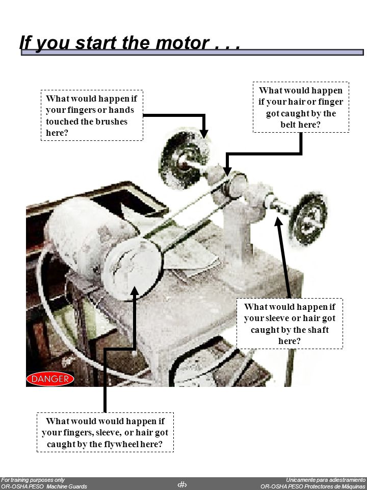 If you start the motor What would happen if your hair or finger got caught by the belt here