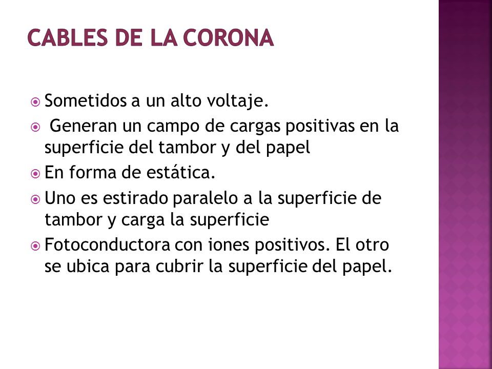 CABLES DE LA CORONA Sometidos a un alto voltaje.