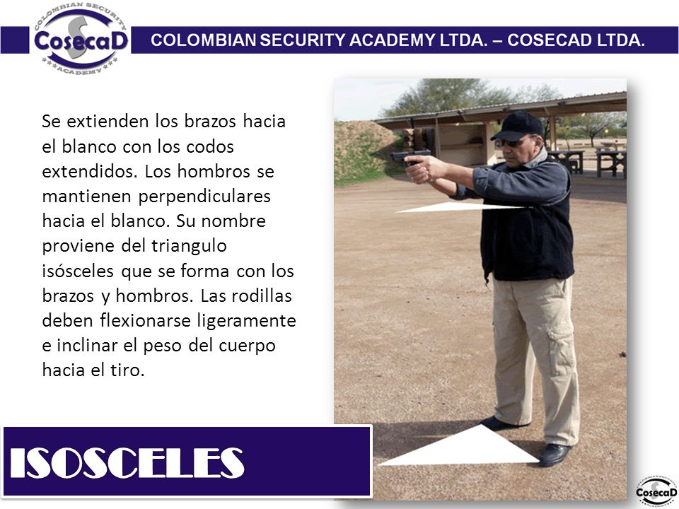 Se extienden los brazos hacia el blanco con los codos extendidos