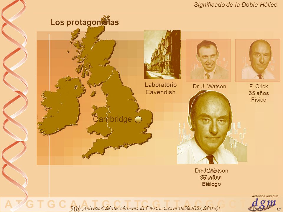 Los protagonistas Cambridge Laboratorio Cavendish Dr. J. Watson