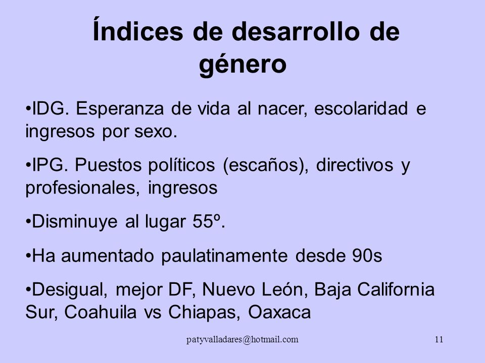 Índices de desarrollo de género