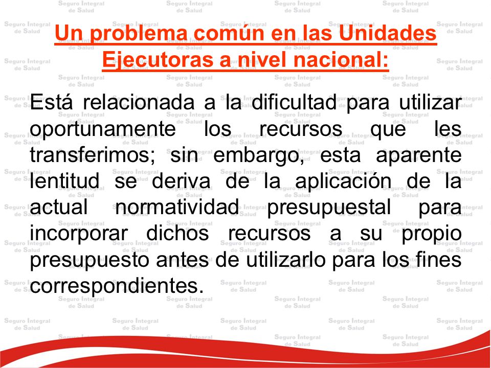Un problema común en las Unidades Ejecutoras a nivel nacional: