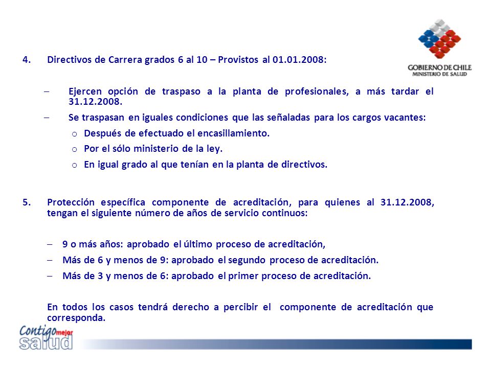 Directivos de Carrera grados 6 al 10 – Provistos al :