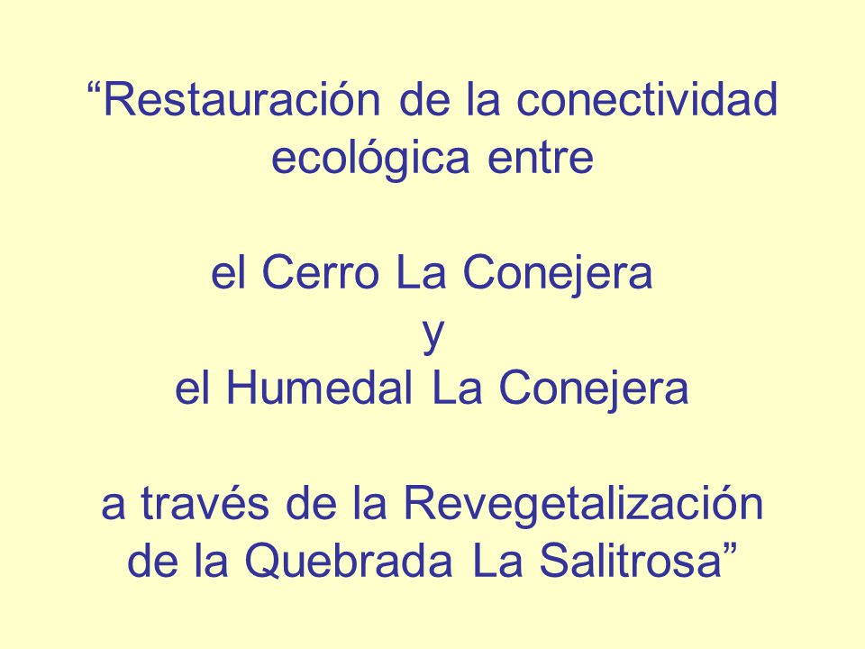 Restauración de la conectividad ecológica entre el Cerro La Conejera y el Humedal La Conejera a través de la Revegetalización de la Quebrada La Salitrosa