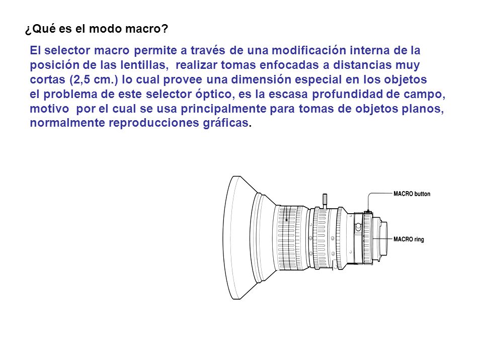 ¿Qué es el modo macro El selector macro permite a través de una modificación interna de la.