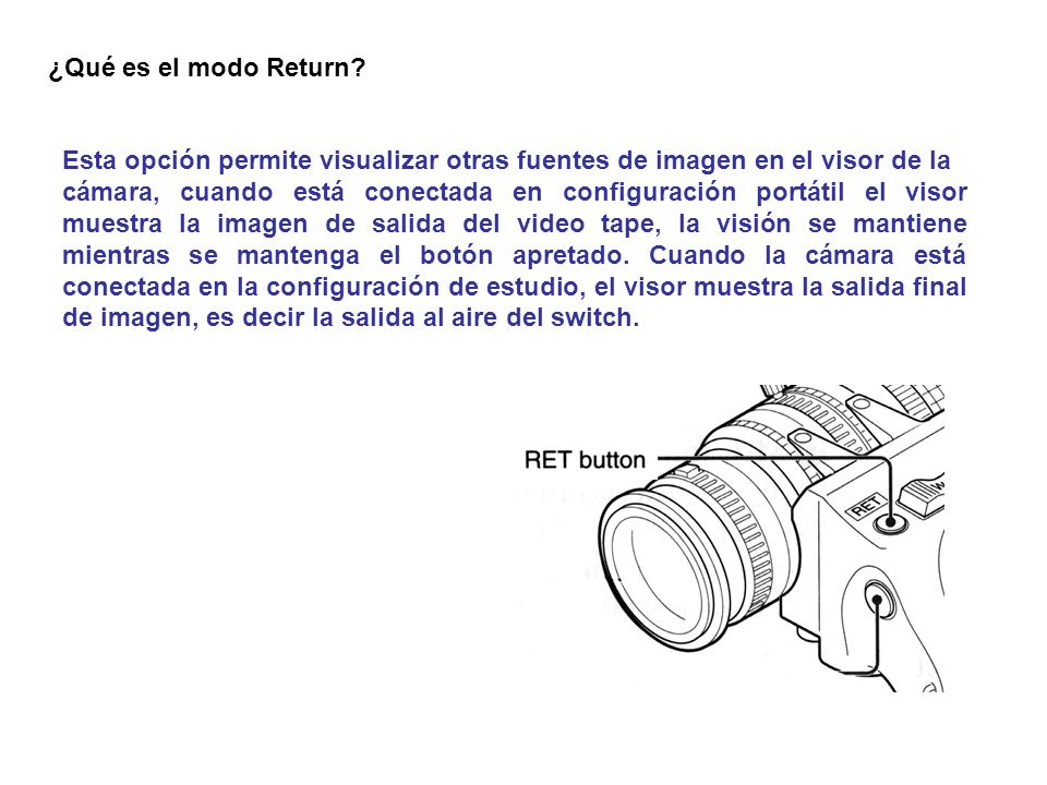 ¿Qué es el modo Return Esta opción permite visualizar otras fuentes de imagen en el visor de la.