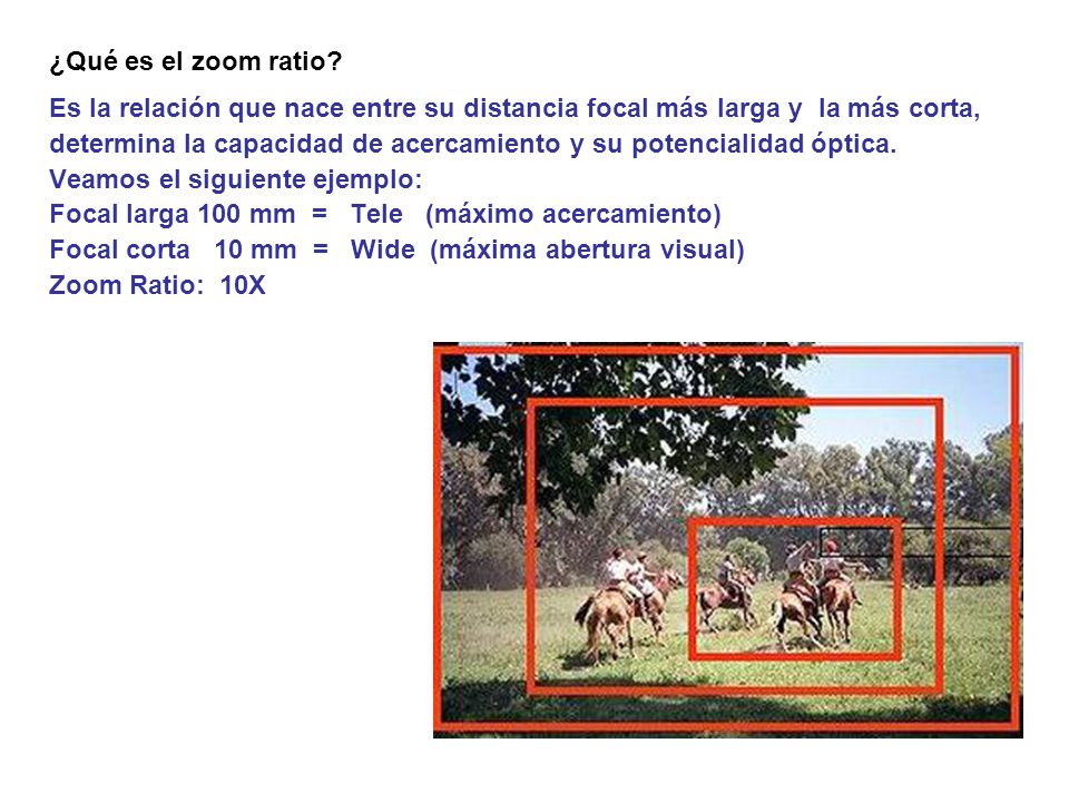 ¿Qué es el zoom ratio Es la relación que nace entre su distancia focal más larga y la más corta,