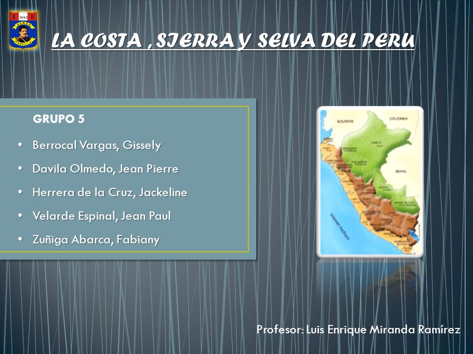 LA COSTA , SIERRA Y SELVA DEL PERU