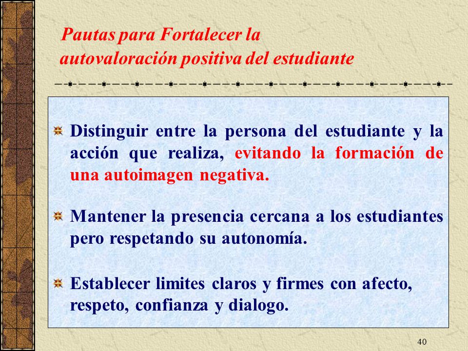 Pautas para Fortalecer la autovaloración positiva del estudiante