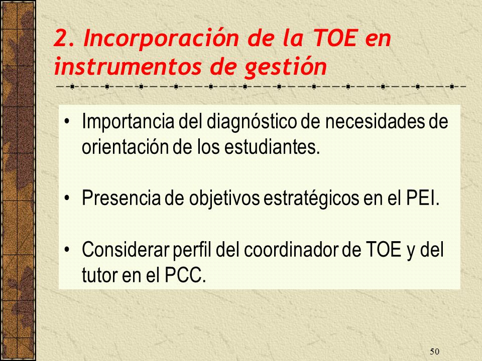 2. Incorporación de la TOE en instrumentos de gestión