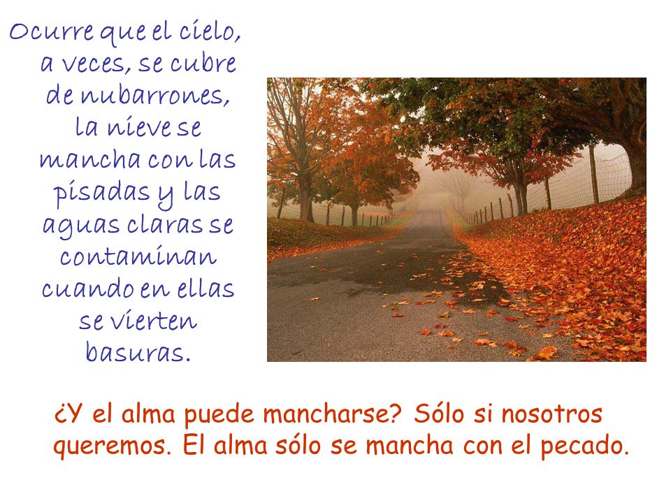 Ocurre que el cielo, a veces, se cubre de nubarrones, la nieve se mancha con las pisadas y las aguas claras se contaminan cuando en ellas se vierten basuras.