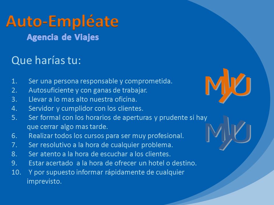 Auto-Empléate y M U y M U Que harías tu: Agencia de Viajes