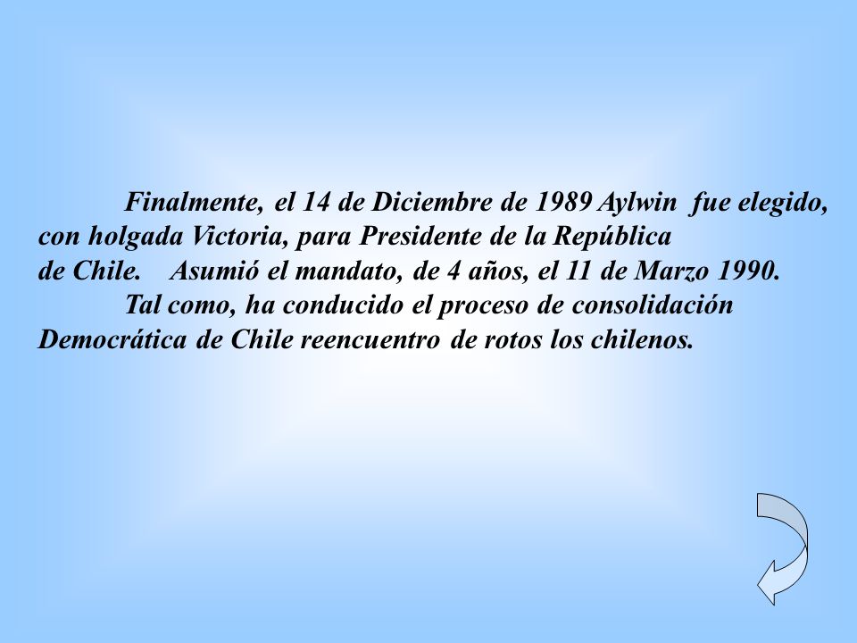 Finalmente, el 14 de Diciembre de 1989 Aylwin fue elegido,
