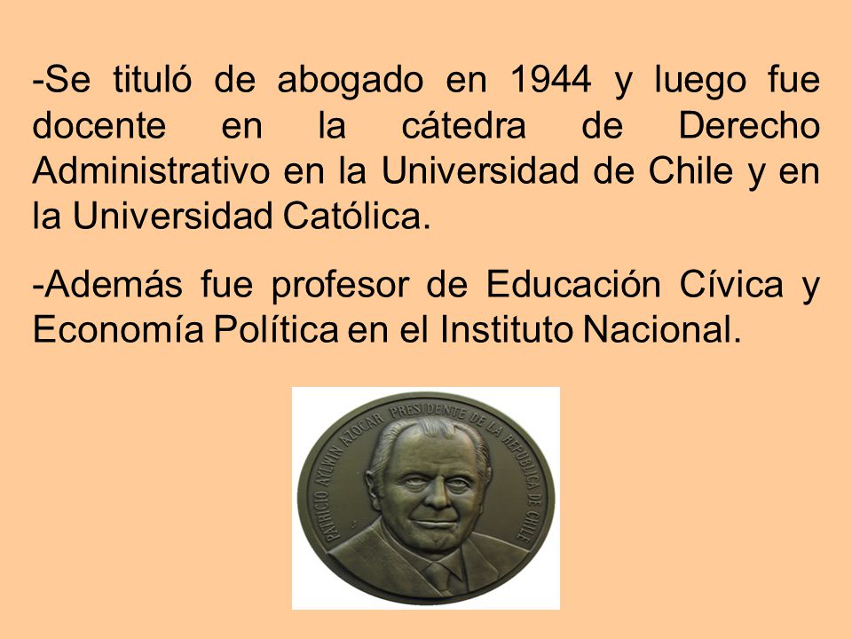 -Se tituló de abogado en 1944 y luego fue docente en la cátedra de Derecho Administrativo en la Universidad de Chile y en la Universidad Católica.