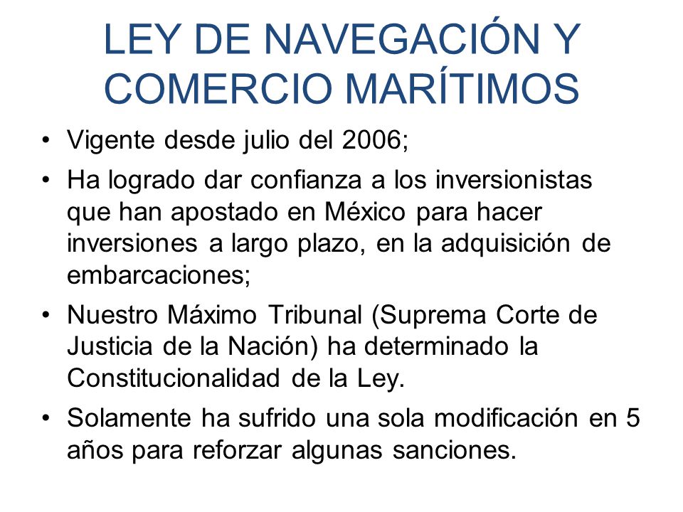 LEY DE NAVEGACIÓN Y COMERCIO MARÍTIMOS