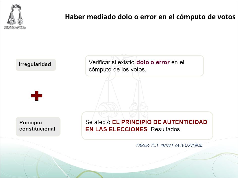 Haber mediado dolo o error en el cómputo de votos