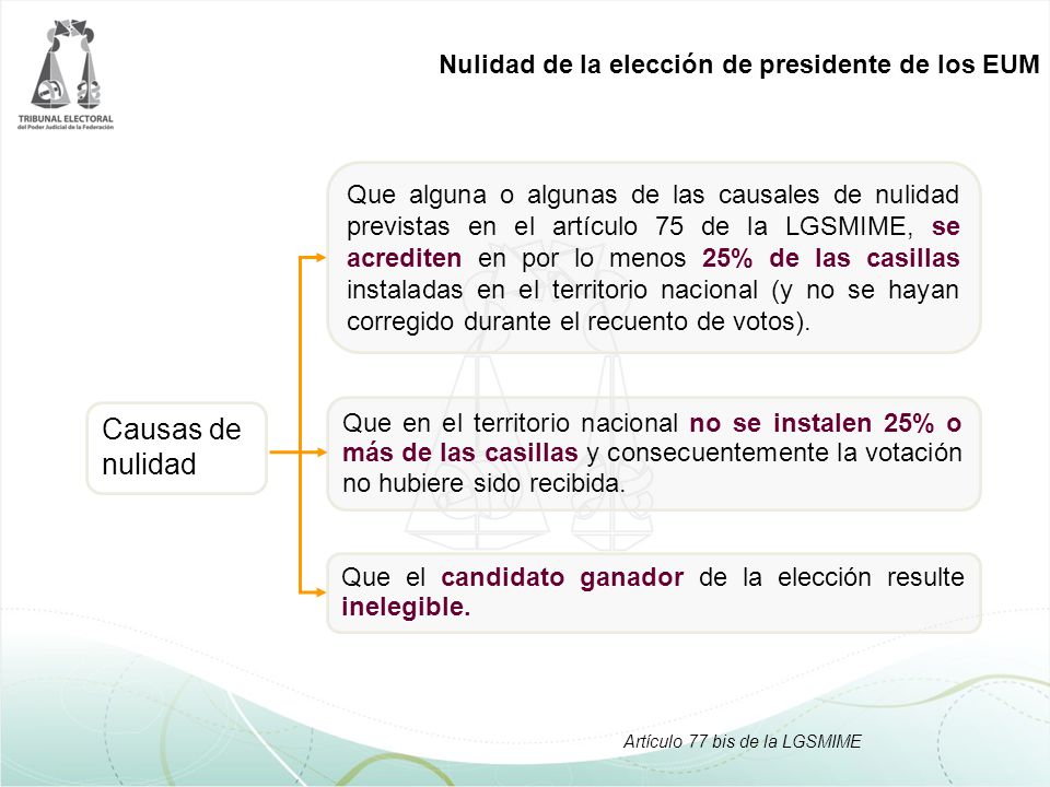 Causas de nulidad Nulidad de la elección de presidente de los EUM
