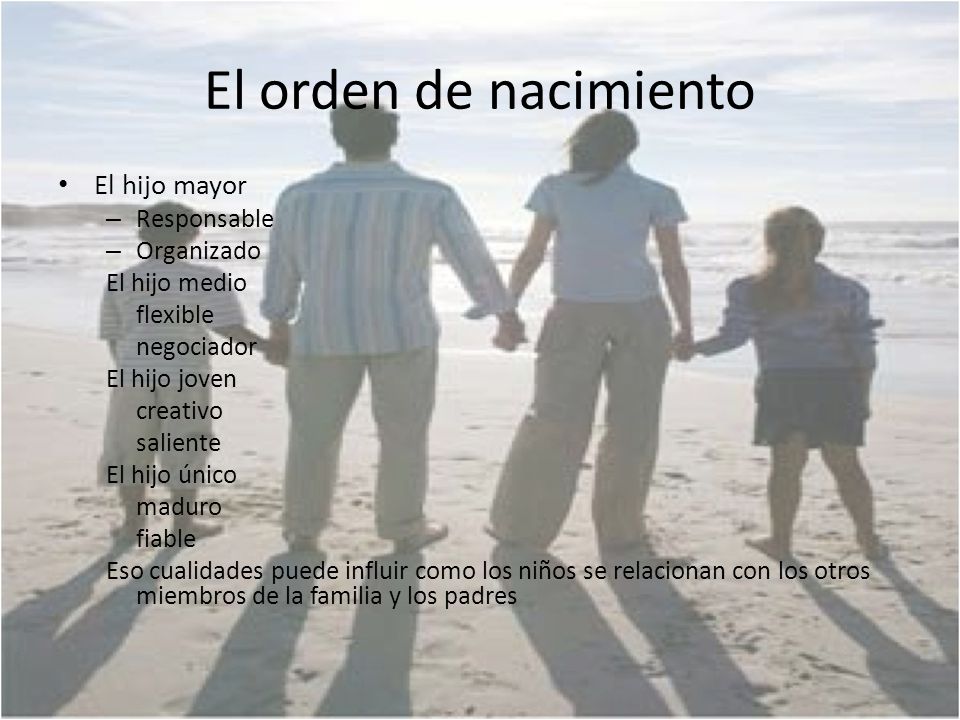 El orden de nacimiento El hijo mayor Responsable Organizado