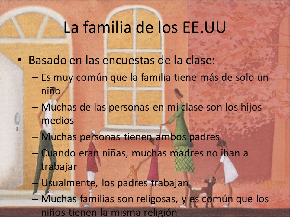 La familia de los EE.UU Basado en las encuestas de la clase: