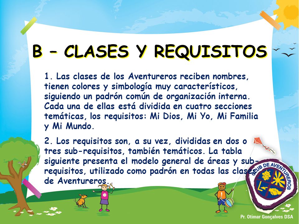 B – CLASES Y REQUISITOS