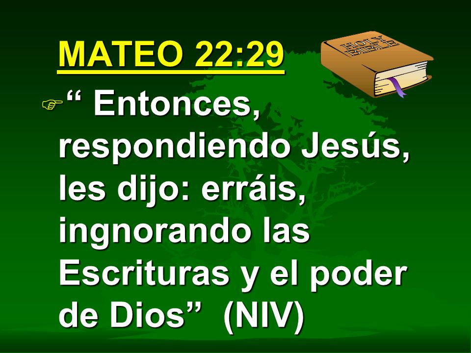 MATEO 22:29 Entonces, respondiendo Jesús, les dijo: erráis, ingnorando las Escrituras y el poder de Dios (NIV)