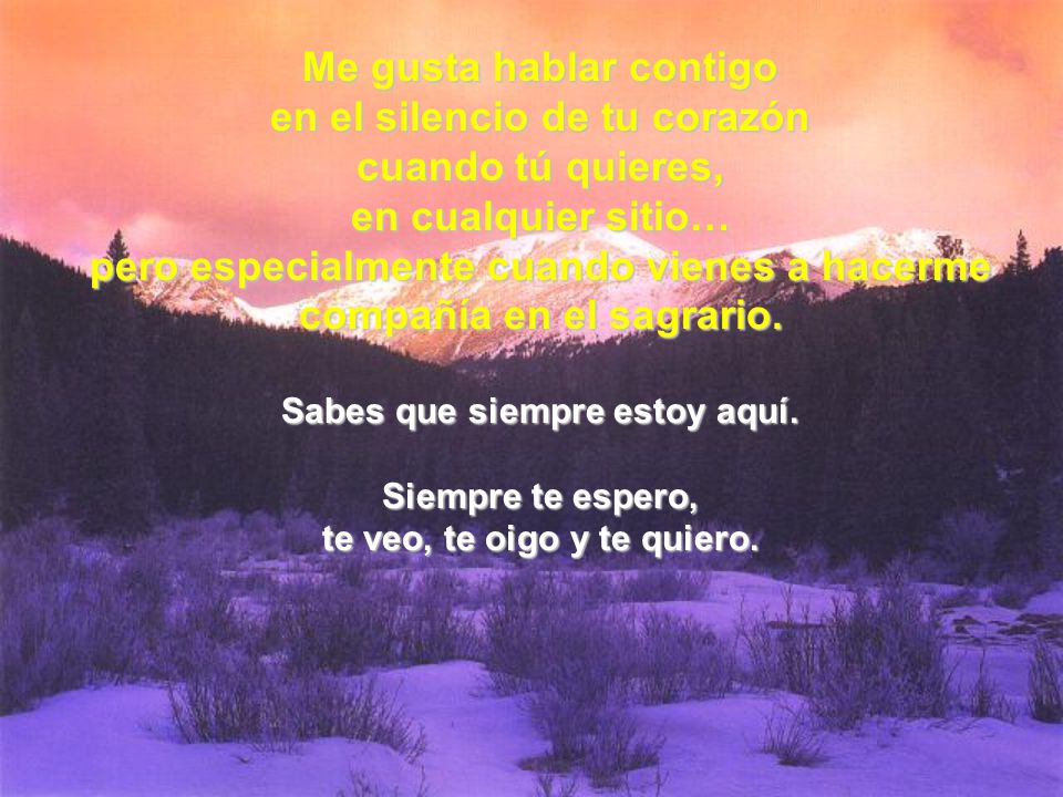 Me gusta hablar contigo en el silencio de tu corazón
