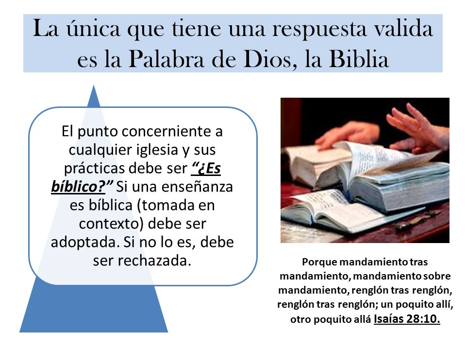 La única que tiene una respuesta valida es la Palabra de Dios, la Biblia