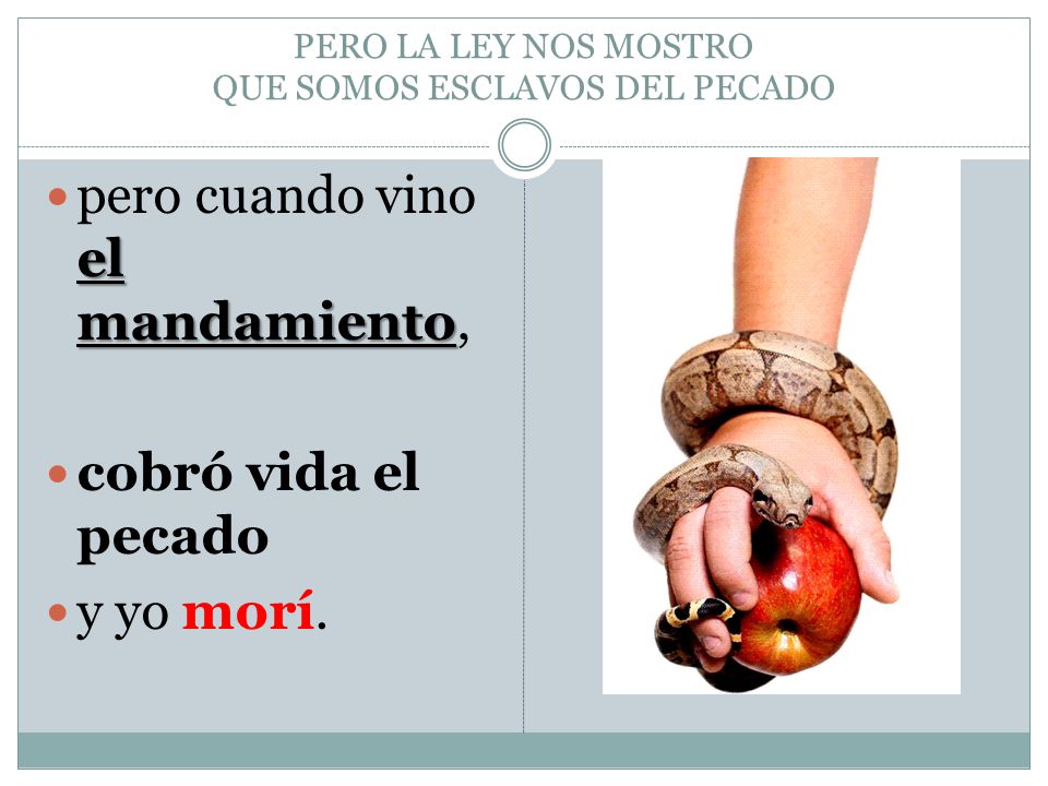 PERO LA LEY NOS MOSTRO QUE SOMOS ESCLAVOS DEL PECADO