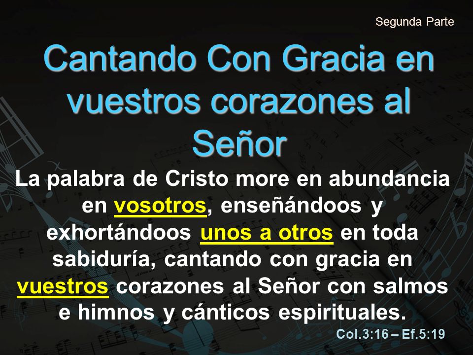 Cantando Con Gracia en vuestros corazones al Señor